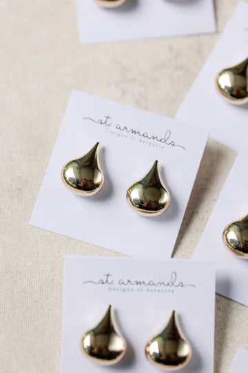 St. Armands Designs Gold Teardrop Statement Stud