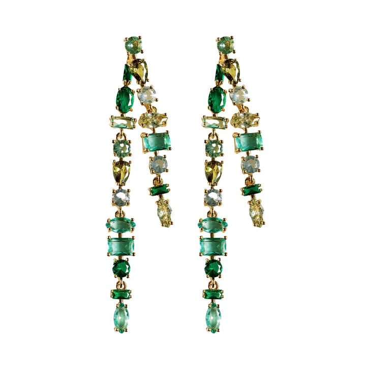 St. Armands Green Ombre Crystal Layered Statement Earrings