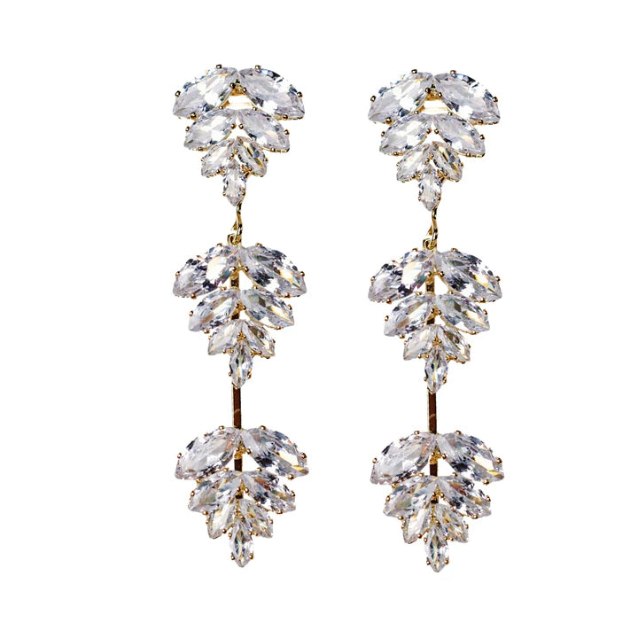 EAB Favorites Gold Palm Diamond Drop Earrings