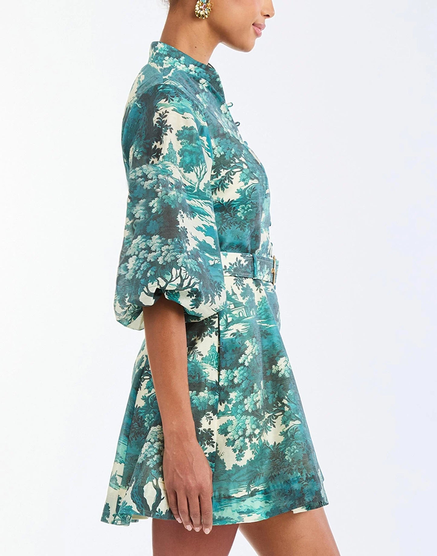Mestiza Valencia Mini Dress - Ceramic Toile