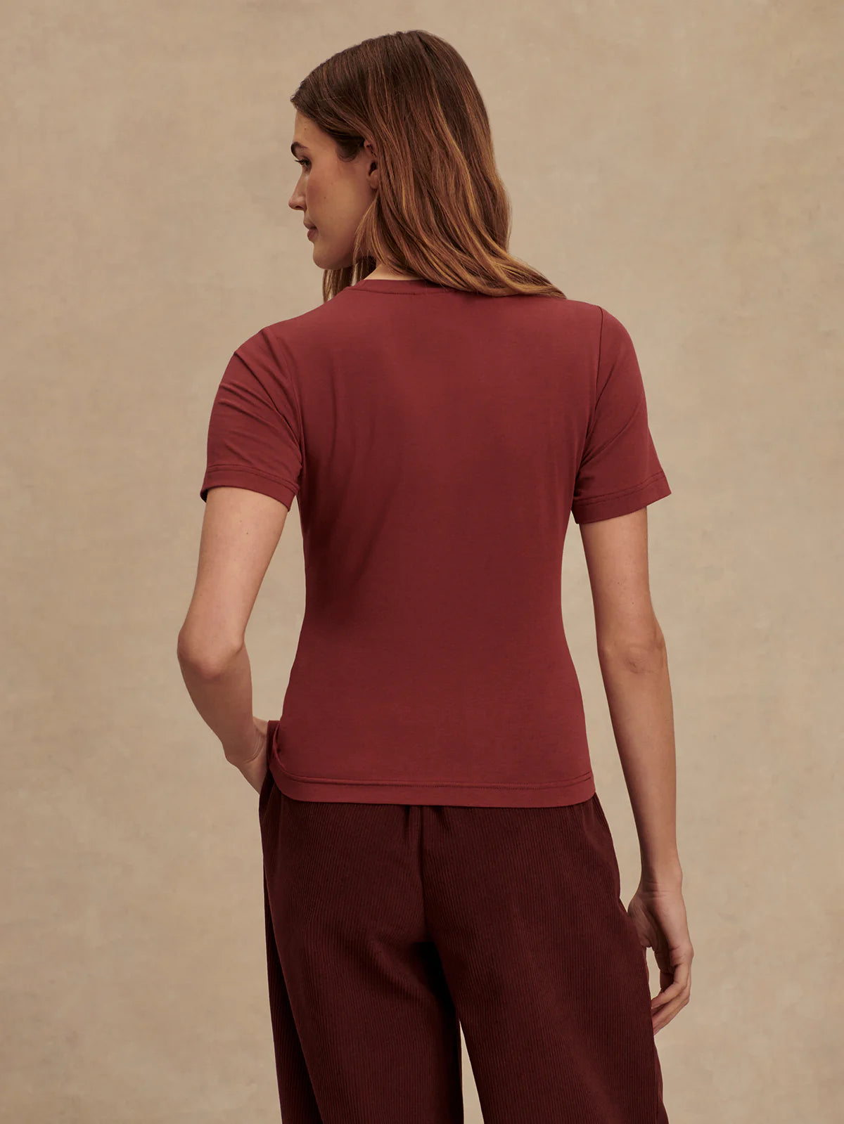 Varley Regina Fitted Tee - Maroon