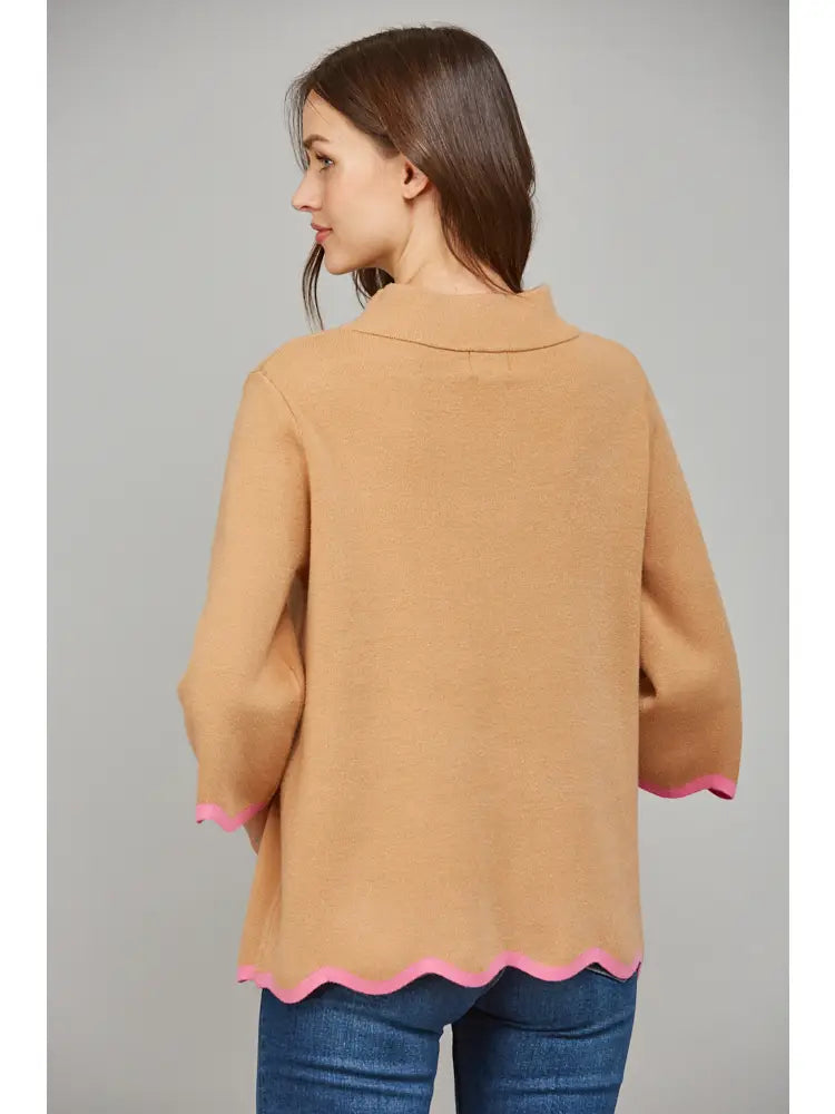EAB Favorites Scallop Edge Mock Neck Sweater