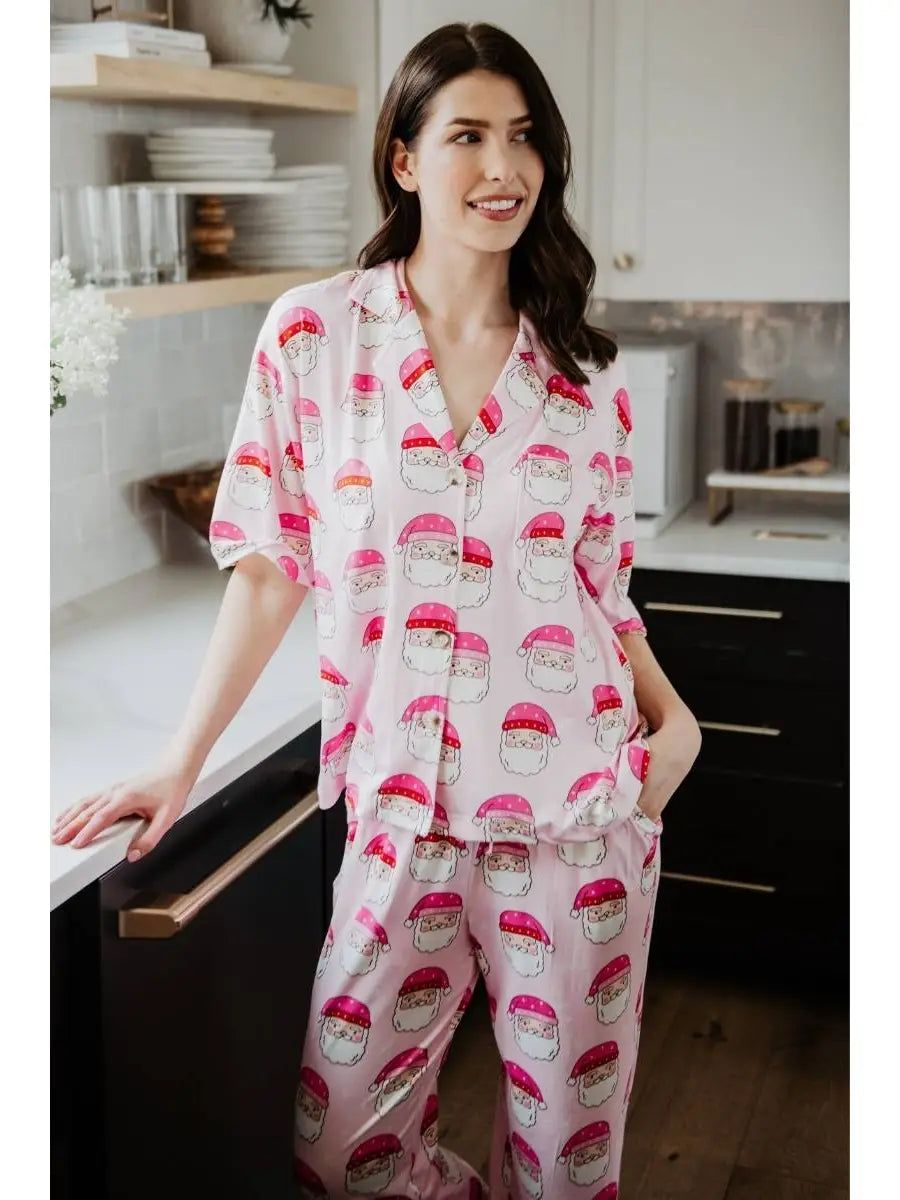 Santa Christmas Pajamas - Light Pink
