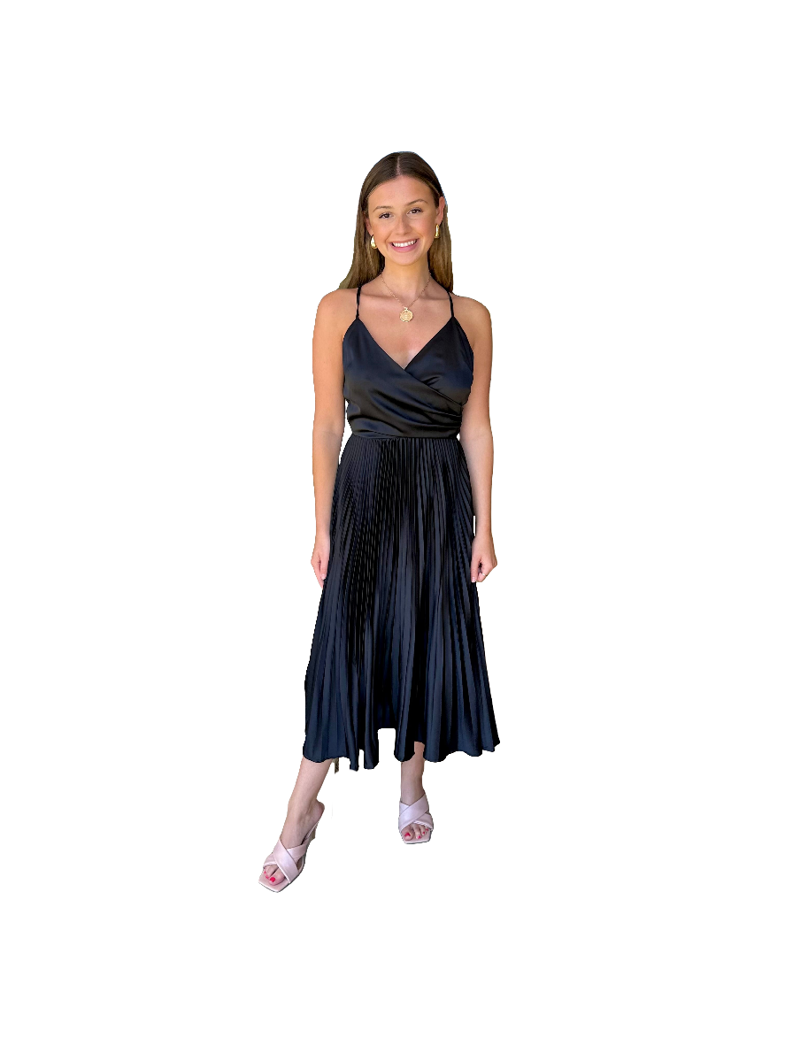 satin pleated midi dress Flying Tomato Satin Pleated Midi Dress – Elizabeth Anne Boutique