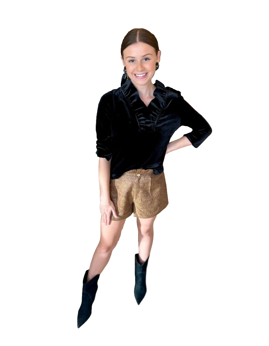 Gretchen Scott Velvet Ruffleneck Top