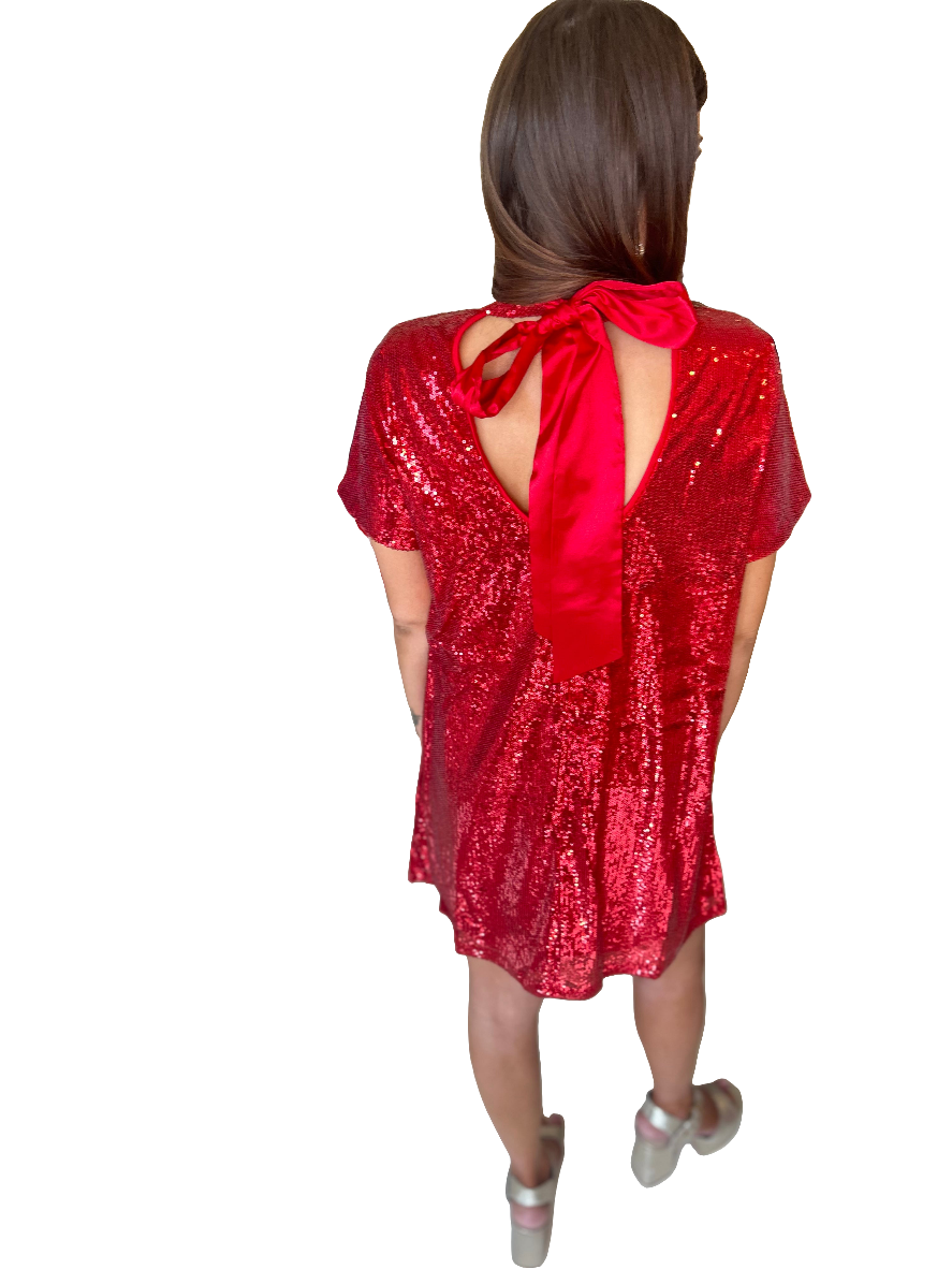 EAB Favorites Red Sequin Bow Dress