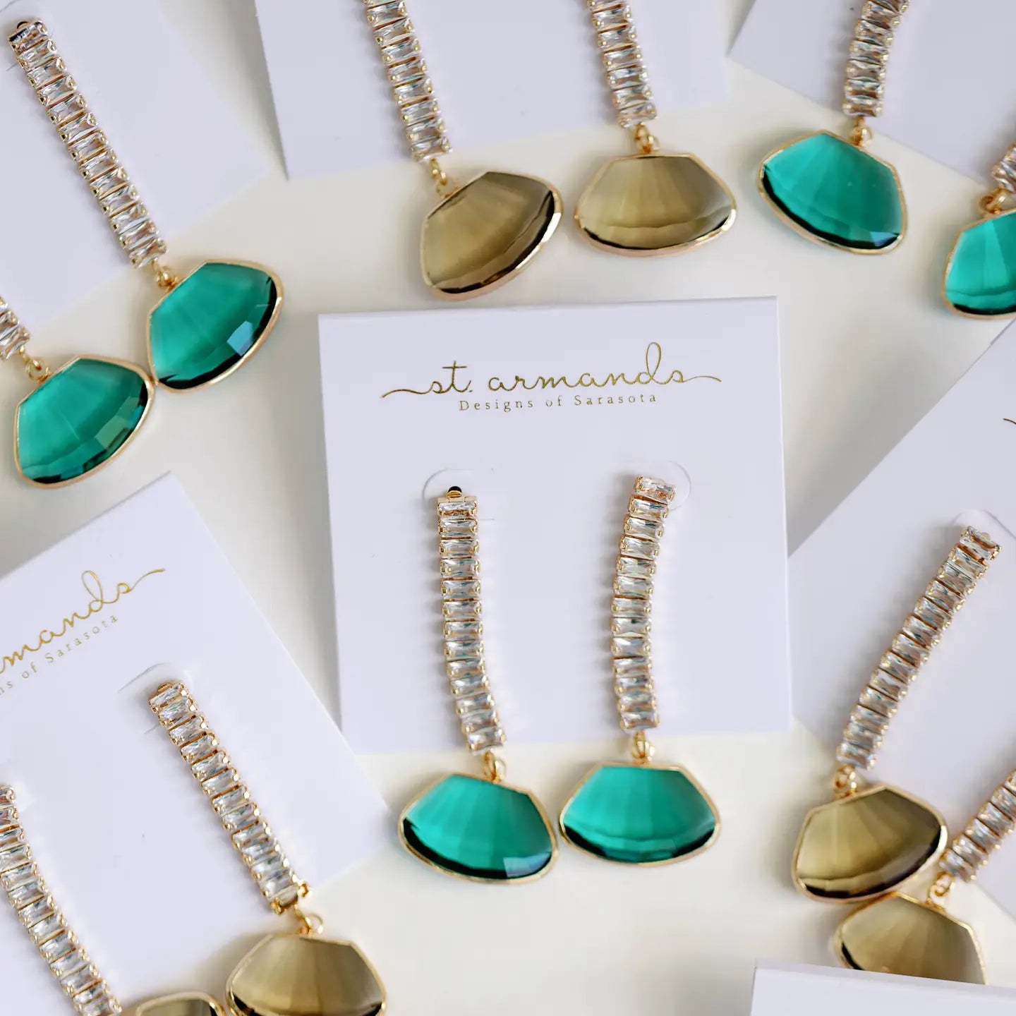 St Armand's Emerald Swing Diamond Drop Statement Earrings