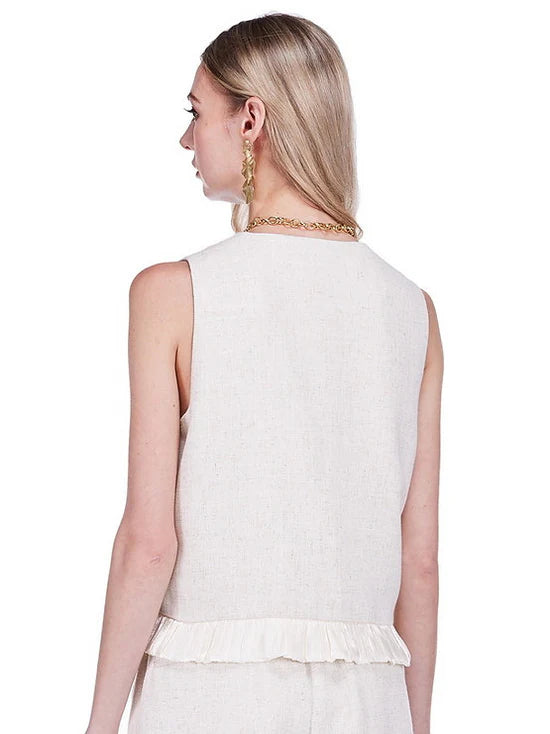 Joy Joy Ruffles Hem Vest - Cream