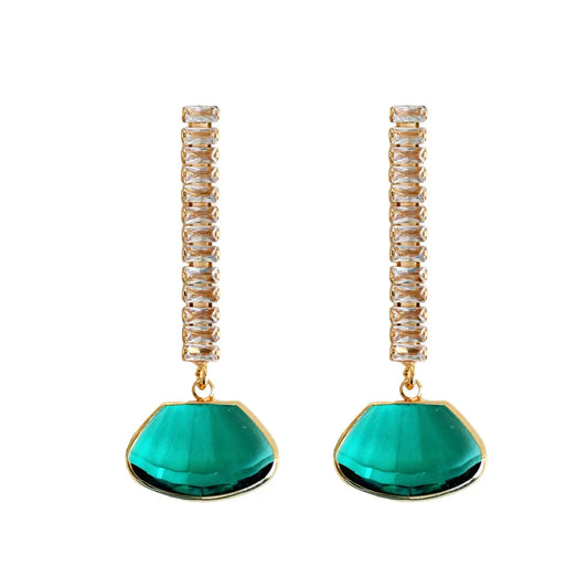 St Armand's Emerald Swing Diamond Drop Statement Earrings