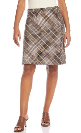 Karen Kane plaid skirt black and gold