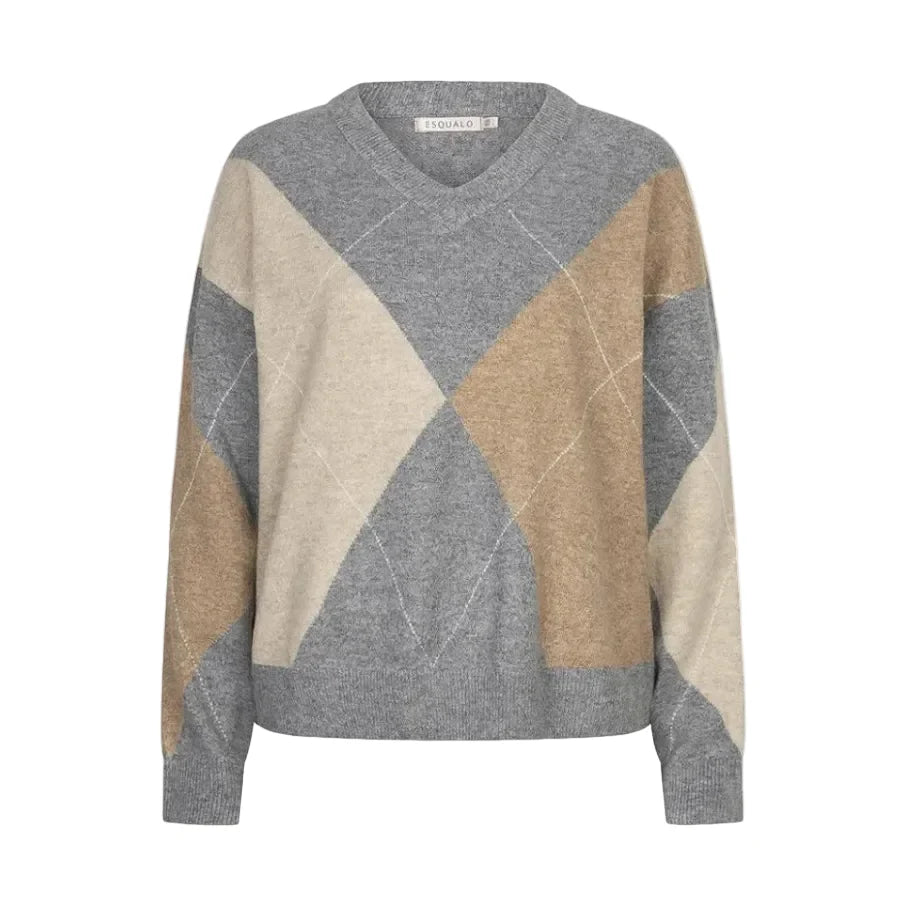 Esqualo V-Neck Sweater - Argyle