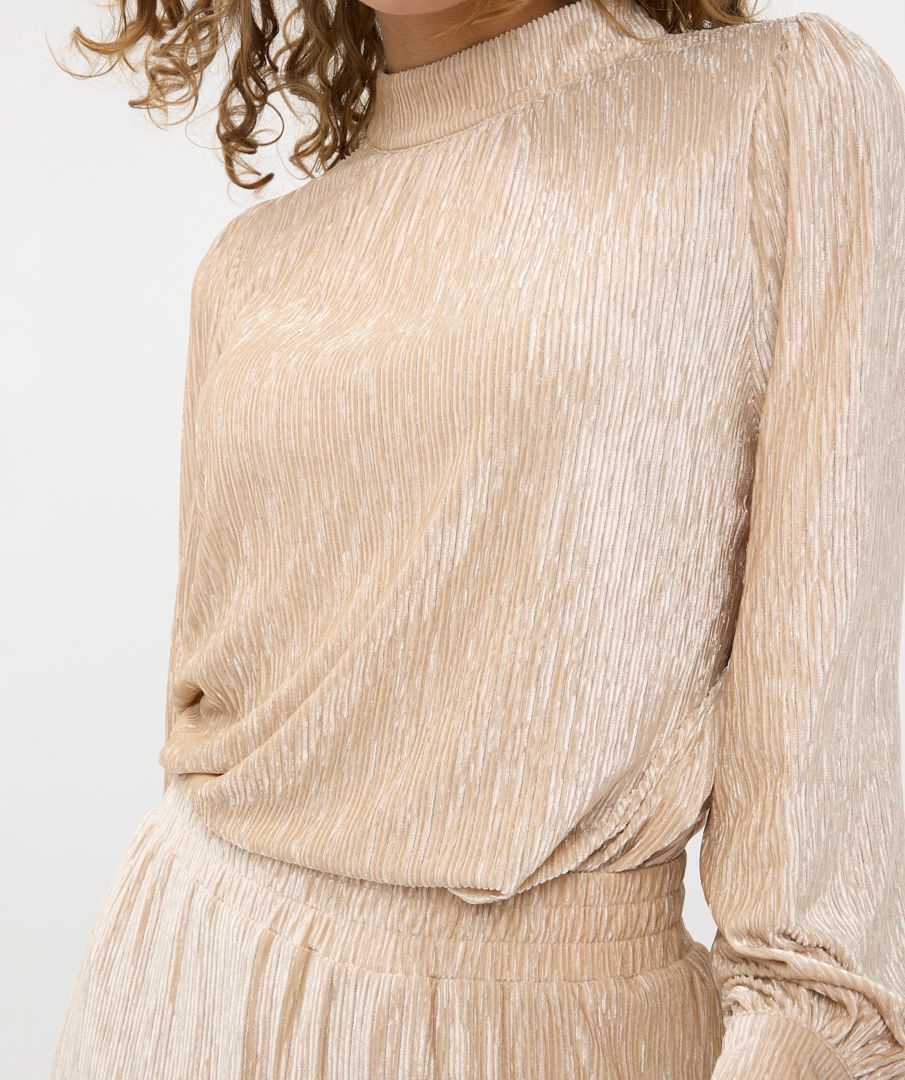 Esqualo Crinkled Velvet Blouse Sand