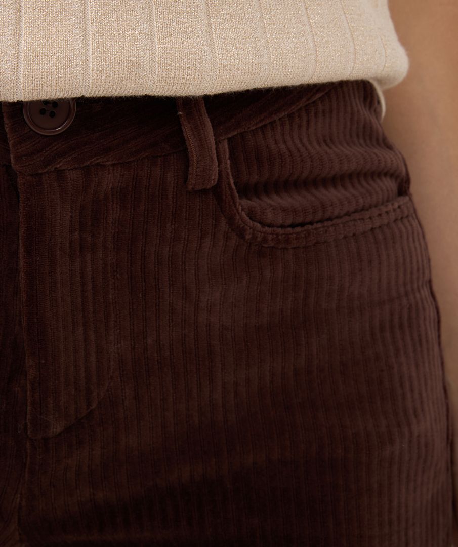 Esqualo Rib Flair Trouser Chocolate