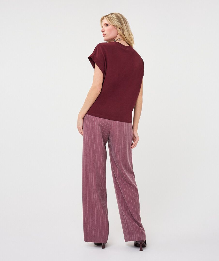 Esqualo Mixed Media Top with Turn-Up Cuff