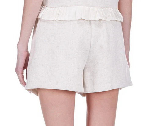 Joy Joy Pleated Elastic Back Short - Cream