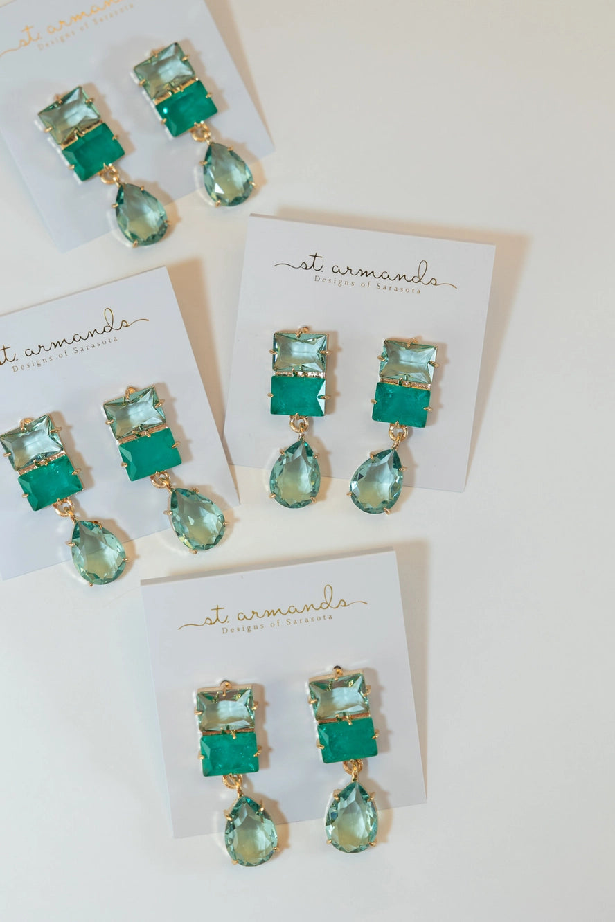 St Armand's Turquoise Ombre Gem Drop Statement Earrings