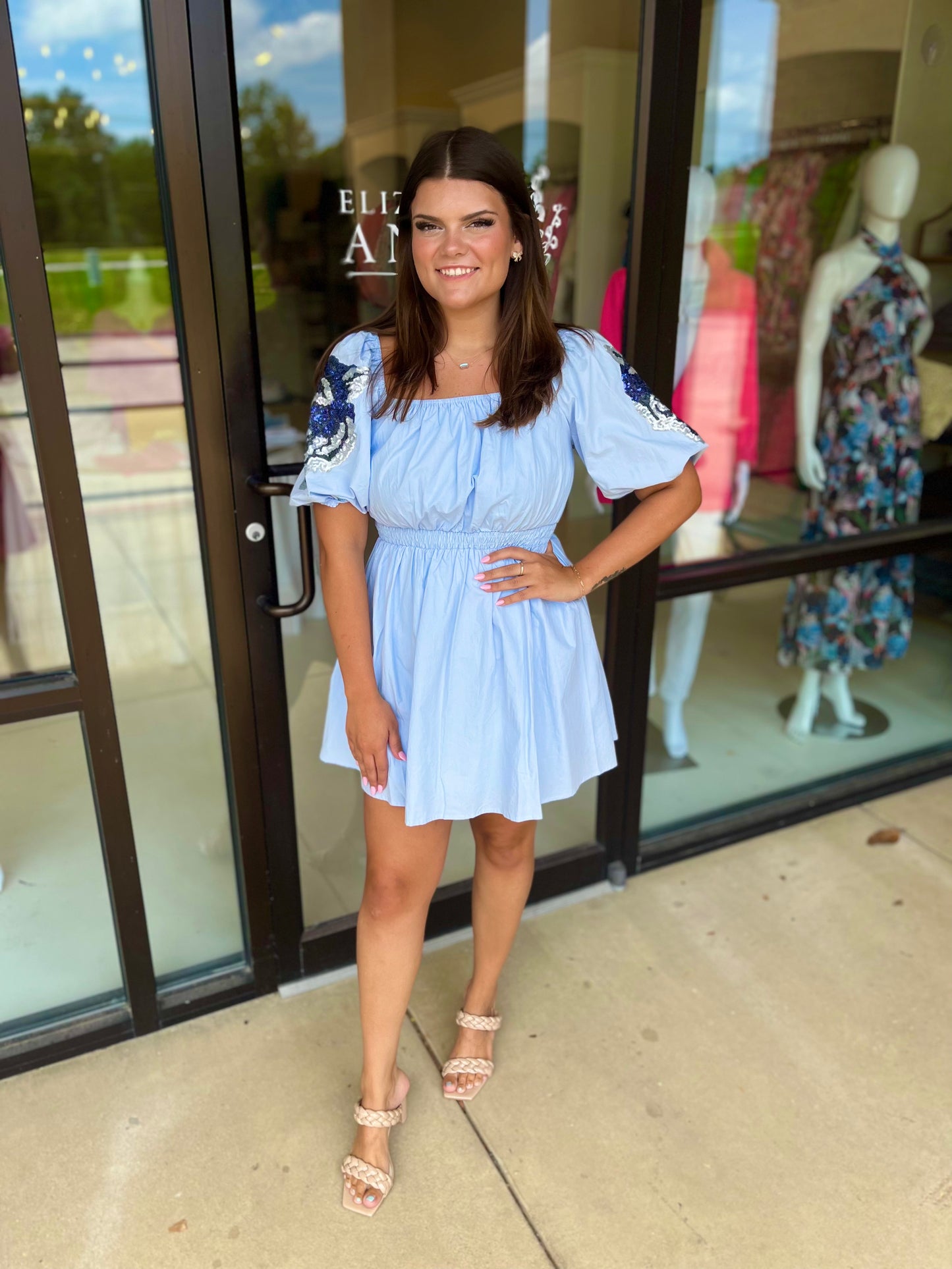 EAB Favorites Tiger Patch Skater Dress - Baby Blue
