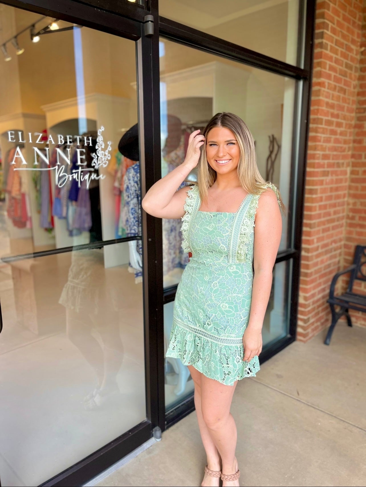 Adelyn Rae Pistachio Lace Dress