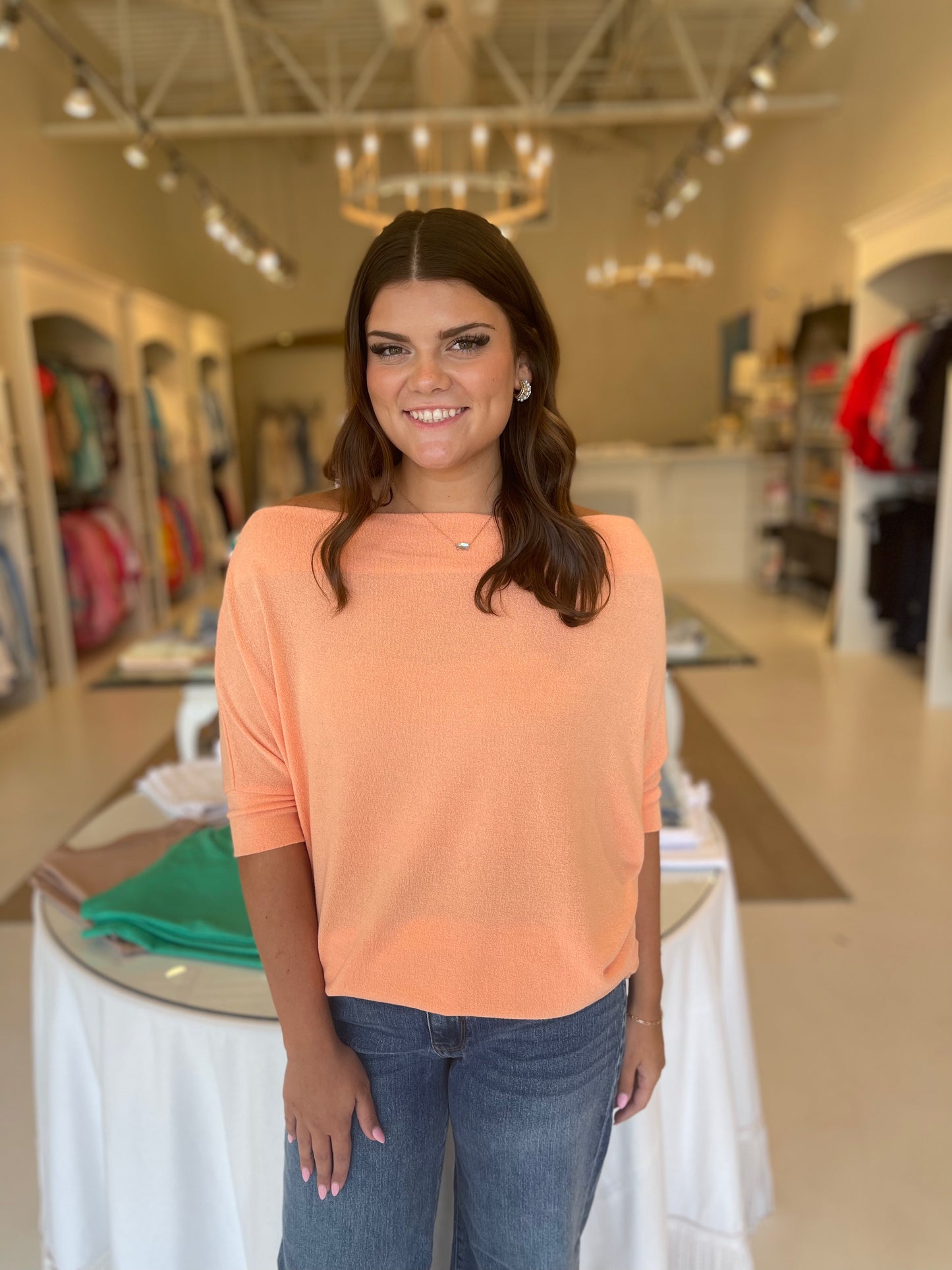 Six Fifty Crepe Hacci Anywhere Short Sleeve Top Cantaloupe