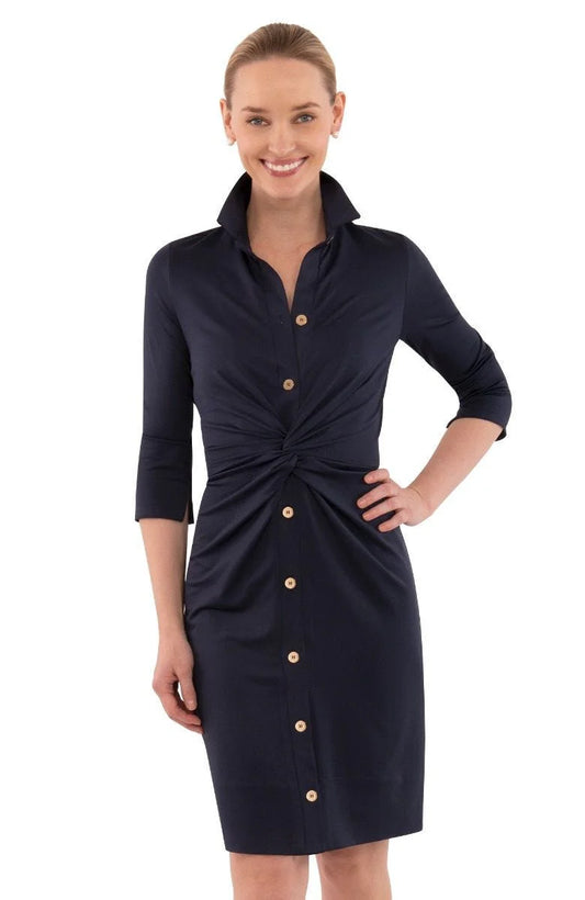 Gretchen Scott Twist & Shout Dress - Solid Navy