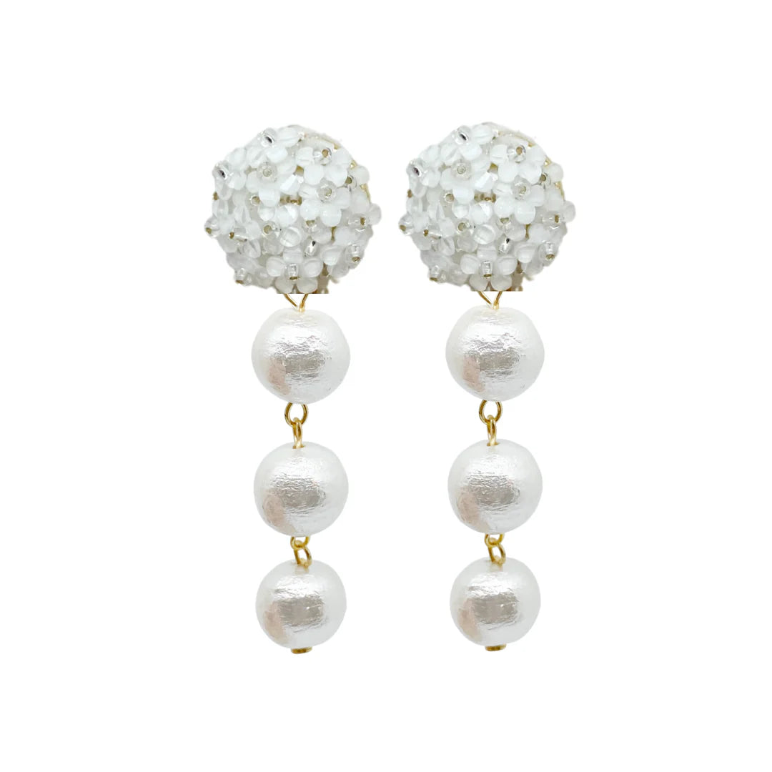 EAB Favorites Liz Cotton Pearl Triple White Earrings