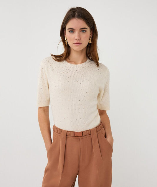 Esqualo Ribbed Rhinestone Top
