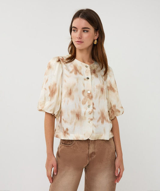 Esqualo Blouse Balloon Sleeve Scarlet Flower-power