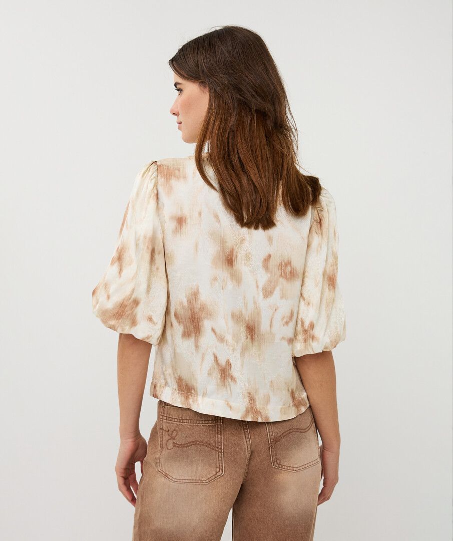 Esqualo Blouse Balloon Sleeve Scarlet Flower-power