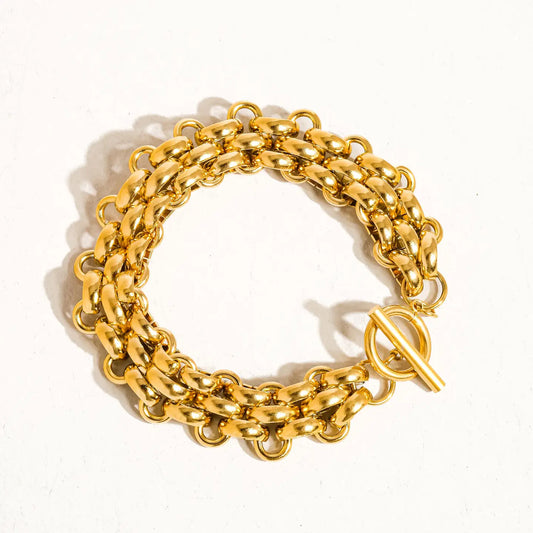 Donni Bold Weave Bracelet - Yellow Gold