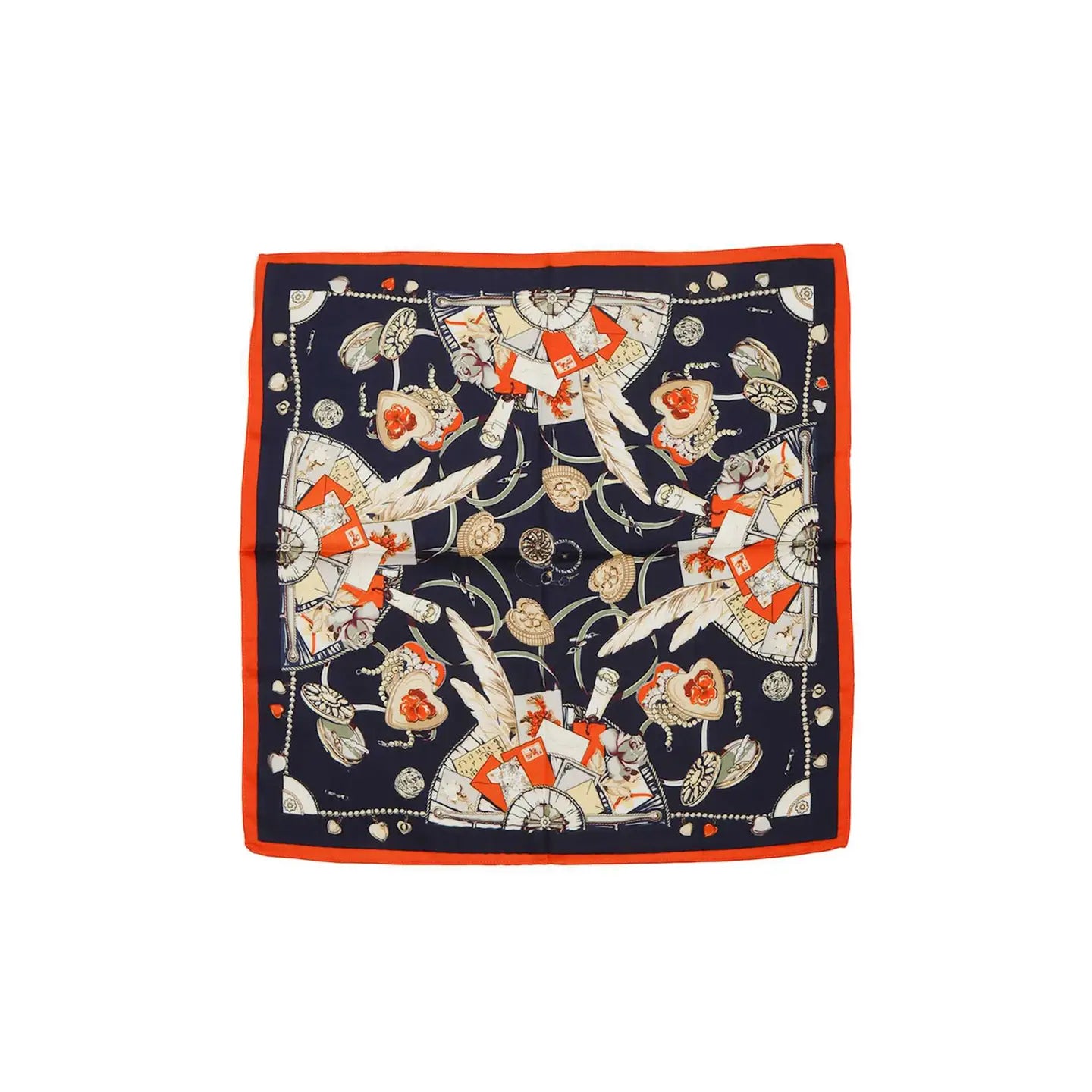 Multi-Color Print Bandana Scarf - Navy