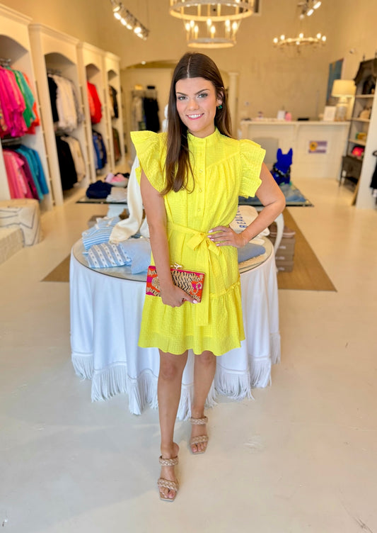 Joy Joy Citrus Placket Peplum Dress