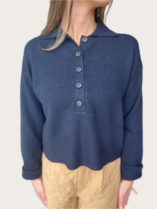 KUT Lilia Button Front Sweater- Navy