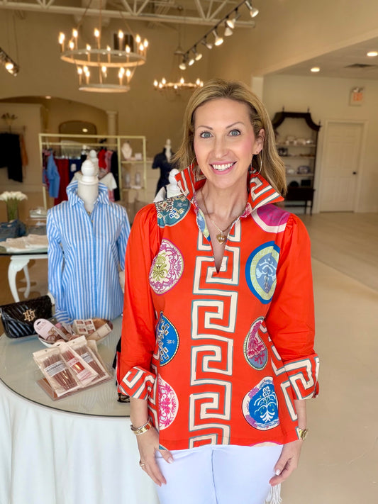 House of MBR Lana Relaxed Shirt- Greek Revival