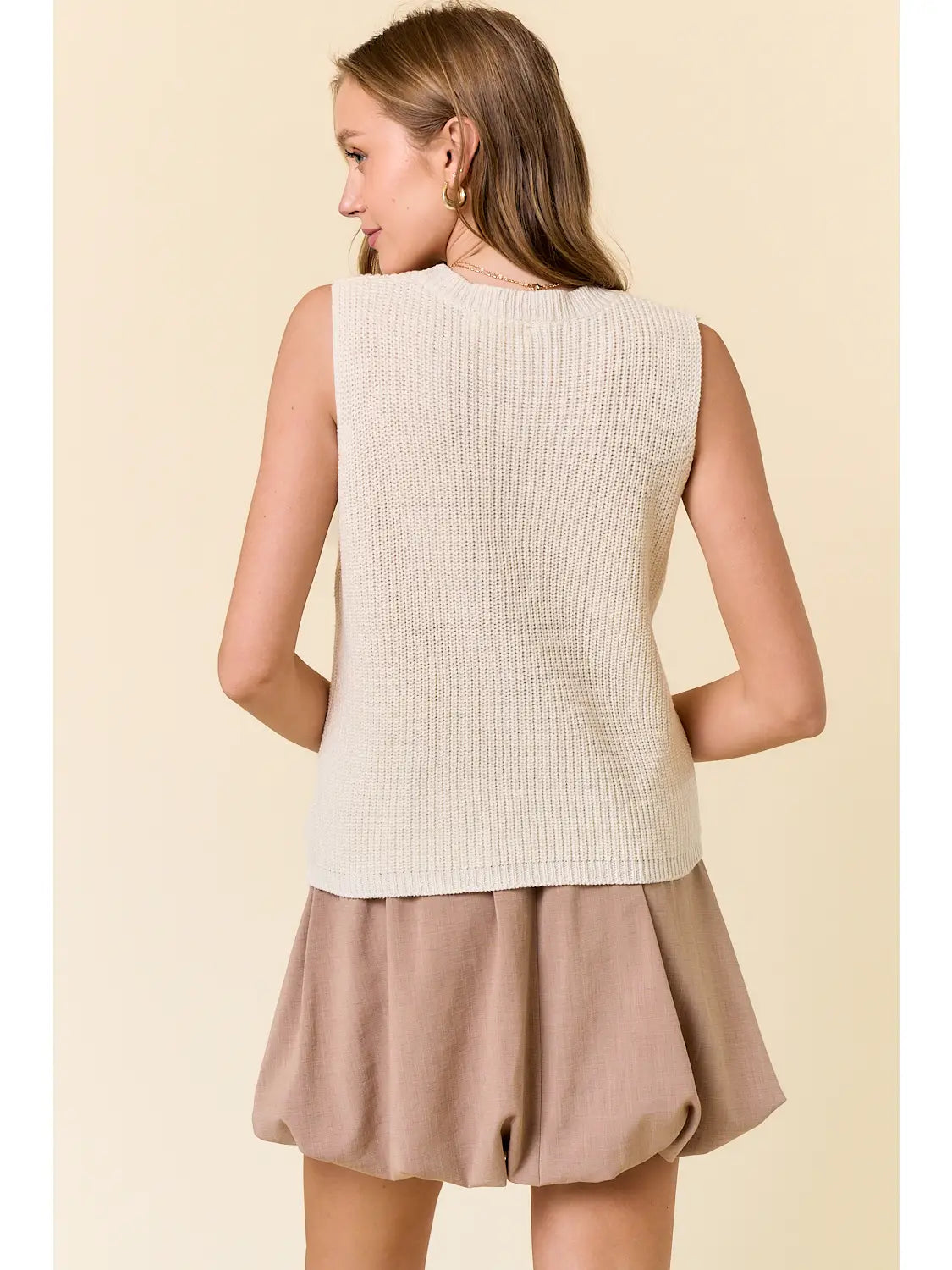 Round Neck Beach Sweater Tank Top