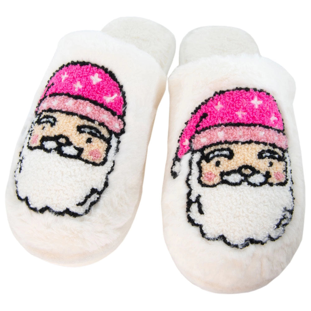 Santa Christmas Slippers - Pink/White