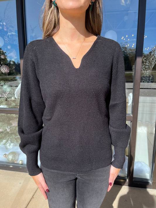 Esqaulo Long Sleeve Sweater- Black