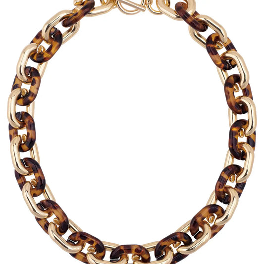 Ava Resin Linked Toggle Necklace - Tortoise