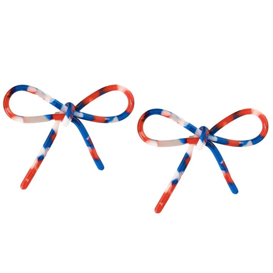 Red, White, & Blue Patriotic Statement Stud Bow Earrings