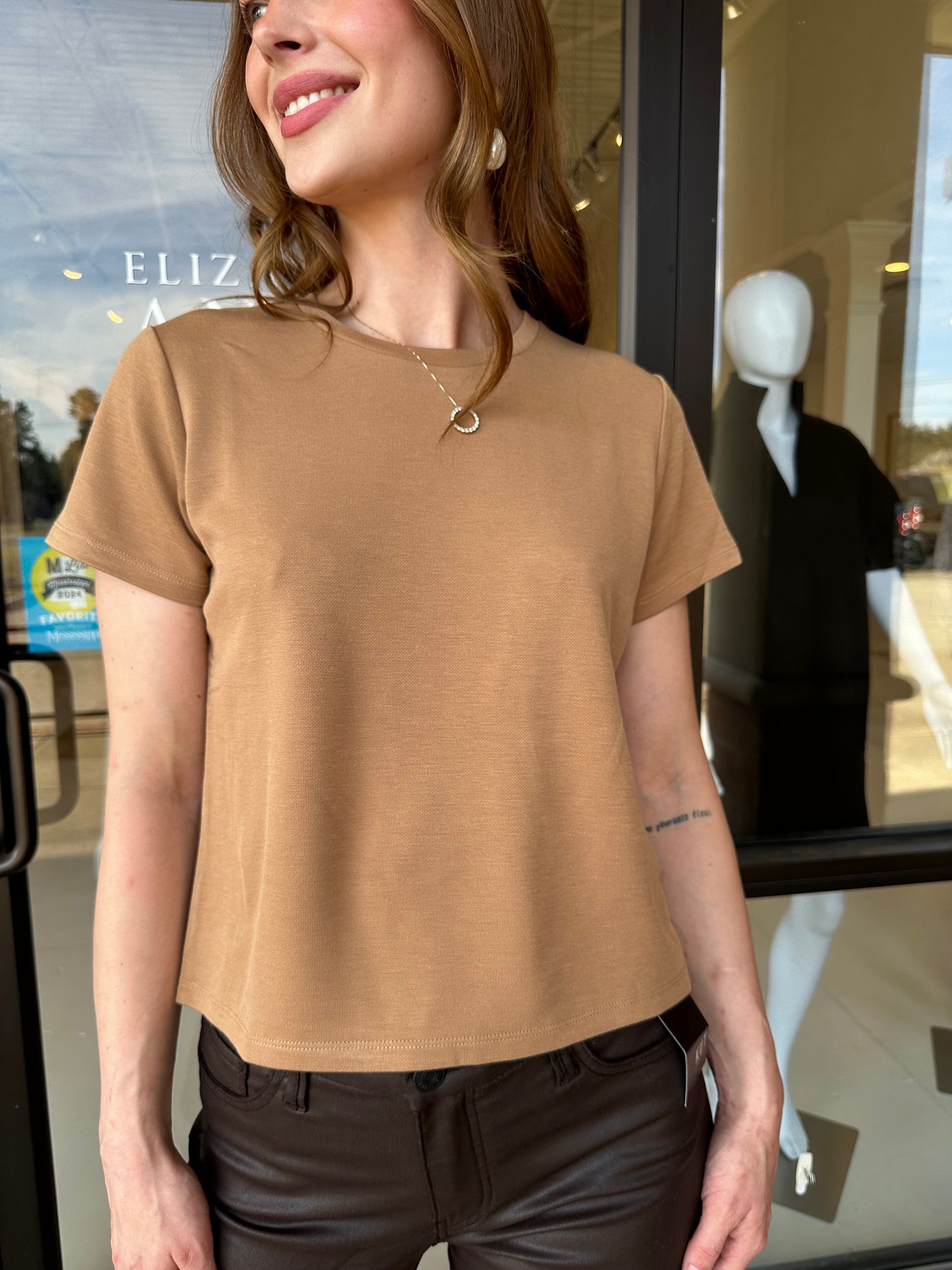 KUT Remington Scoop Neck Tee- Caramel