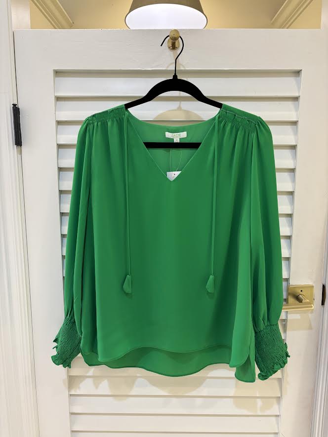 Jade Shirred Shoulder Top - Green
