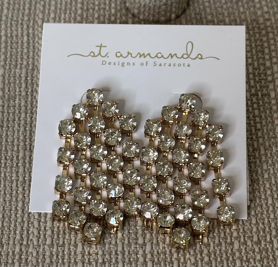 EAB Favorites White Rhinestone Tassel Earrings