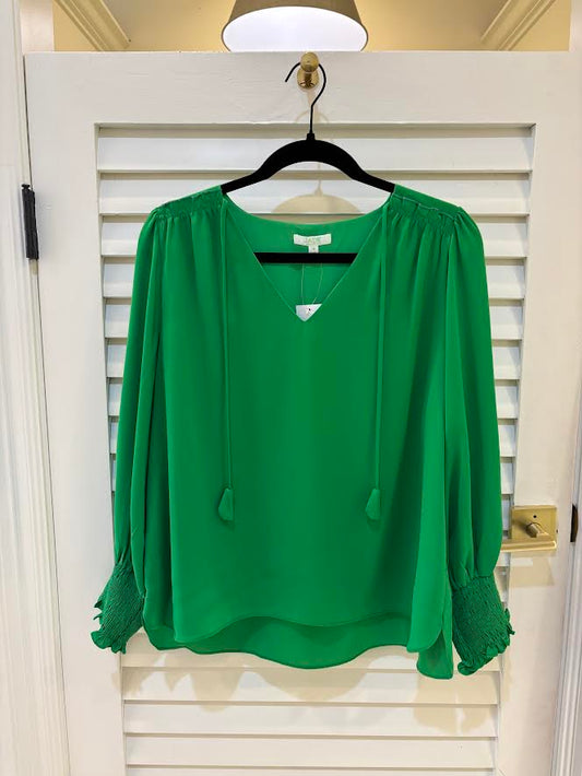 Jade Shirred Shoulder Top - Green