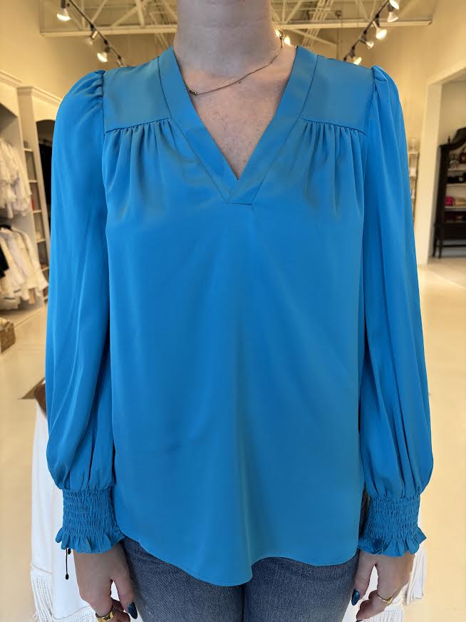 Joy Joy Turquoise V-Neck Blouse