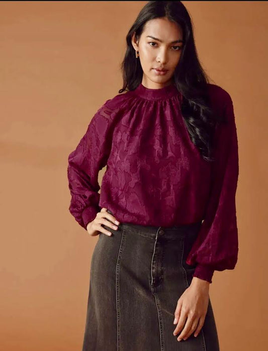 EAB Favorites Textured Top - Burgundy