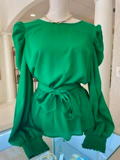 EAB Favorites Solid Woven Top - Green
