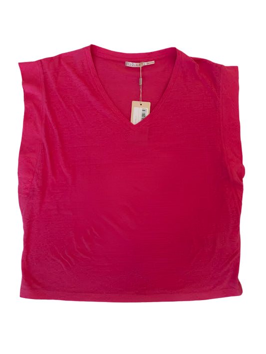 Esqualo V-Neck Linen T-Shirt - Pink