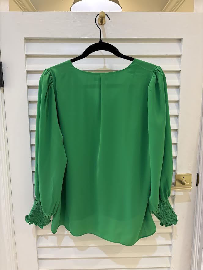 Jade Shirred Shoulder Top - Green