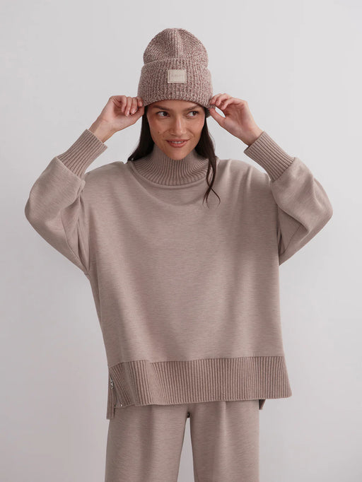 Varley Barker High Neck Sweat - Taupe Marl