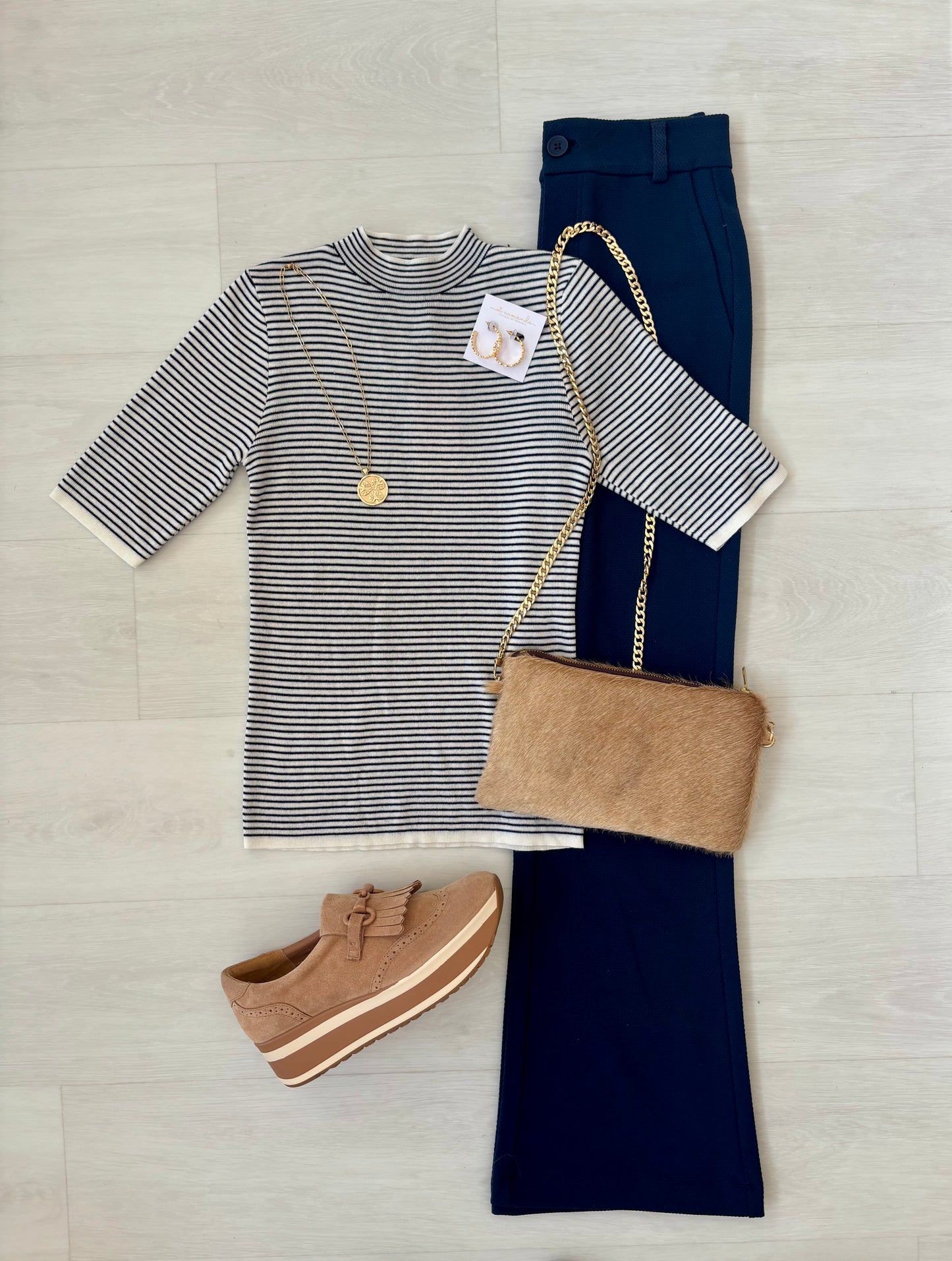 Esqualo Striped Sweater - Navy