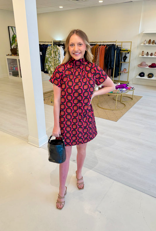 Lavender Brown Rory Dress - Red/Pink/Black